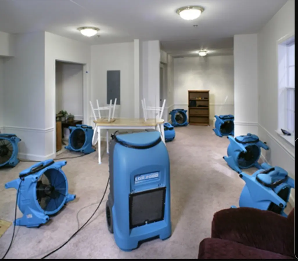 Air movers and dehumidifier setup for Water Damage Restoration in Ossining